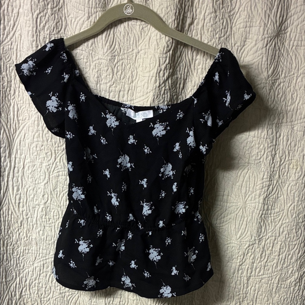 Abound Black Floral Blouse